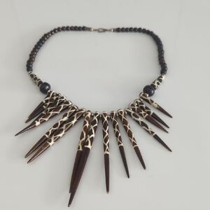 Banana Republic Elegant Tribal Brown and Cream Spike Necklace & Bracelet
